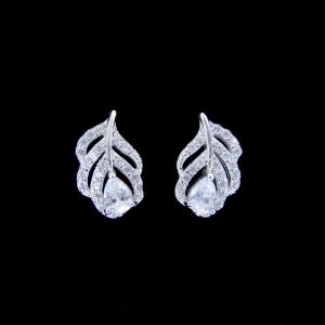 Sterling Silver Cubic Zirconia Earrings / Color Enamel Love Heart Stud Earrings
