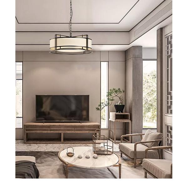 Modern Simple Circular Pendant Light Living Room Bedroom Dining Room Fabric Chandelier