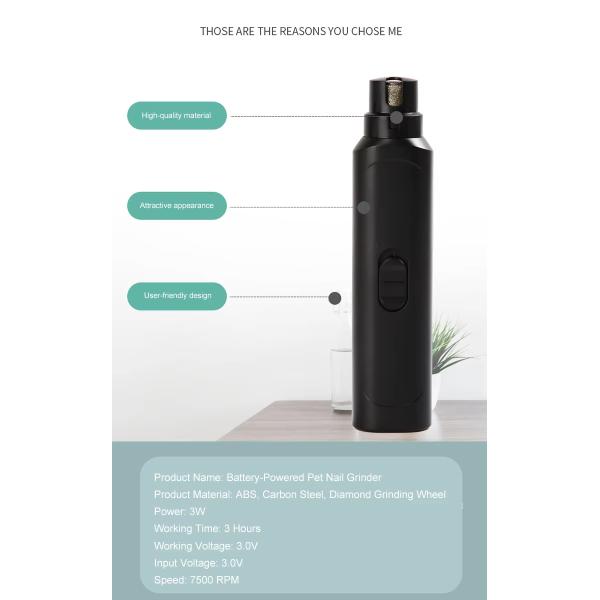 Battery Powered Pet Cleaning Tools Electric Cat And Dog Pet Nail Grinder Tool 3W