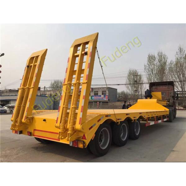 Custom Low Bed Trailer Transporter , Tri Axle 80 Ton Gooseneck Low Bed Trailer