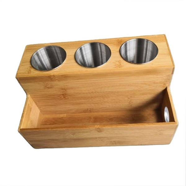 Buy Countertop Bamboo Bathroom Storage Rack Hair Dryer And Straightener Holder at wholesale prices