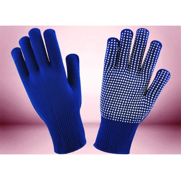 Blue Freezer Knitted Working Hands Gloves Custom Logo Silicone Printing