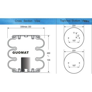Airsustech Air Spring Assembly Cross Ridewell 1003588030C Triple Convoluted