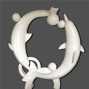 Ocean Park Outdoor Fiberglass Dolphin Statue Polished 100cm Painted