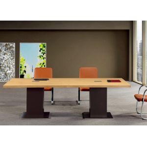 Top Thickness 45mm Melamine Conference Table Golden Walnut Color Surface