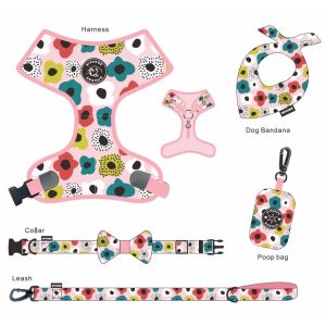 Custom Logo Collar Leash Harness Set Polyester Dog Harness Leash
