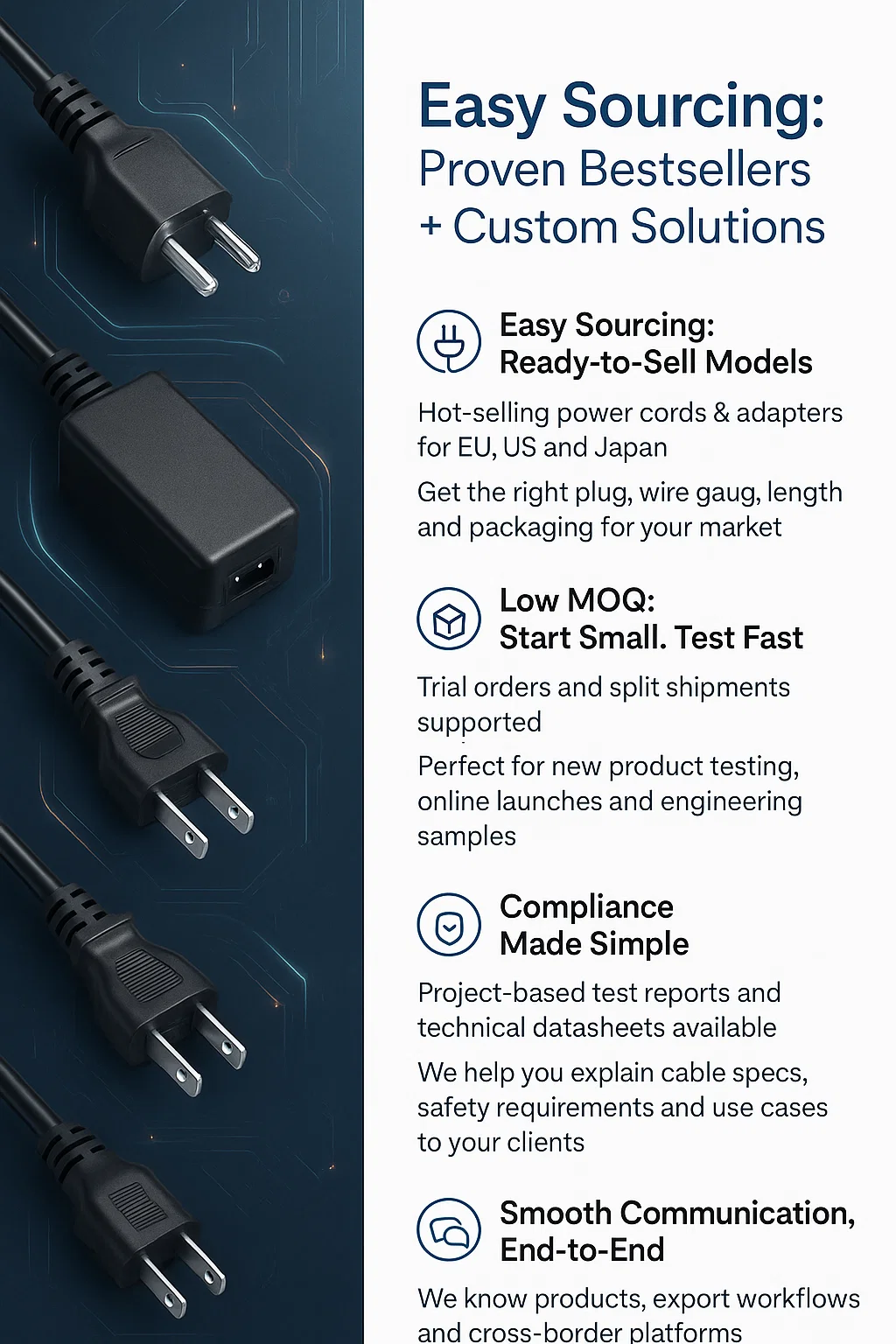 AU plug to locking power connector cable