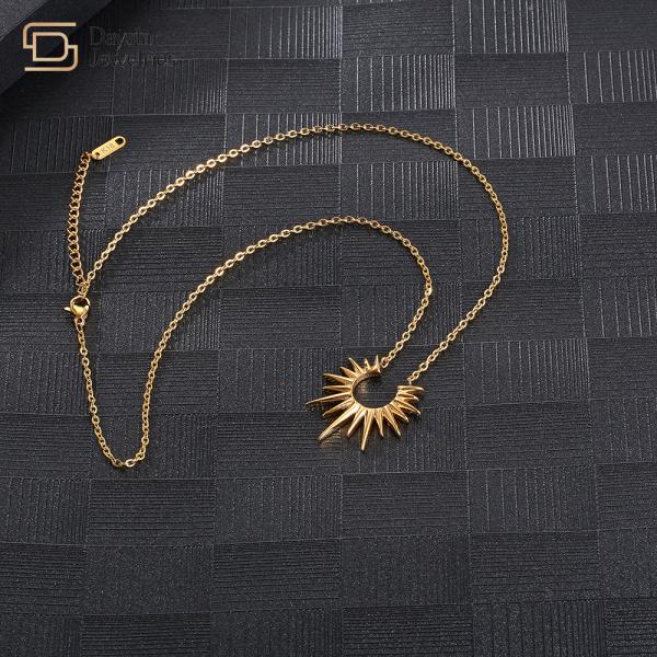 Sunflower Pendant Necklace Titanium Steel Jewelry Women Collarbone Chain