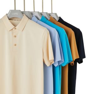 95% Cotton 5%spandex Man Golf Business Uniform Solid Color Polo Shirt for