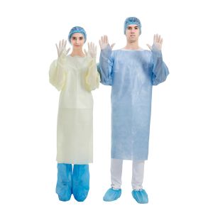 SMMS Disposable CPE Gown , Disposable Plastic Suit Apron neck