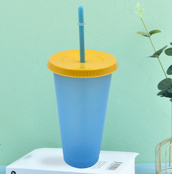 Reusable Color Changing Cold Cups Summer Magic Plastic Coffee tumbler With