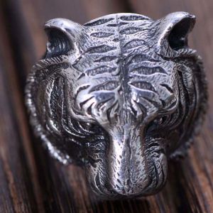 Mens Retro Thailand 925 Sterling Silver Ring with Tiger Design (XH052020)