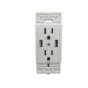 Double Power Point with Two USB Wall Socket Outlet ABS Material Rated Current 2