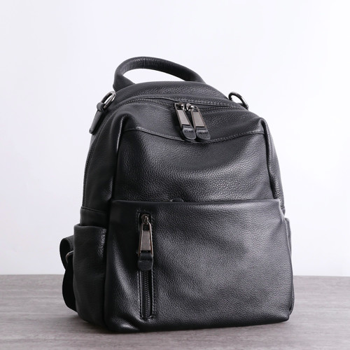 Buy BSCI Womens Waterproof Backpacks 27cm 32cm Black Soft Leather Backpack at wholesale prices