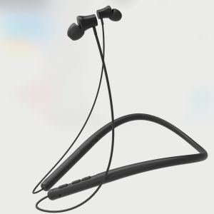 Silicon Black 96mAh Neckband Bluetooth Earphones Jagged Design