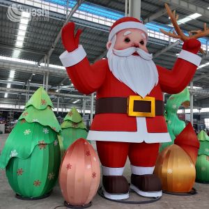 Handmade Santa Claus silk lanterns, with customizable sizes and colors.