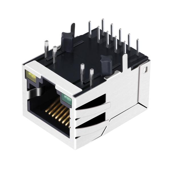 JKM-0200NL 100 Base-T POE 36W Rj45 Female Connector Tab DOWN 1x1 Port With G/Y Led