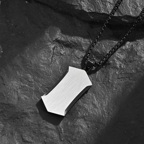 Stainless Steel Cross Pendant Necklace Christian Jewelry Satin Square Religious Cross Engraved Necklace For Men