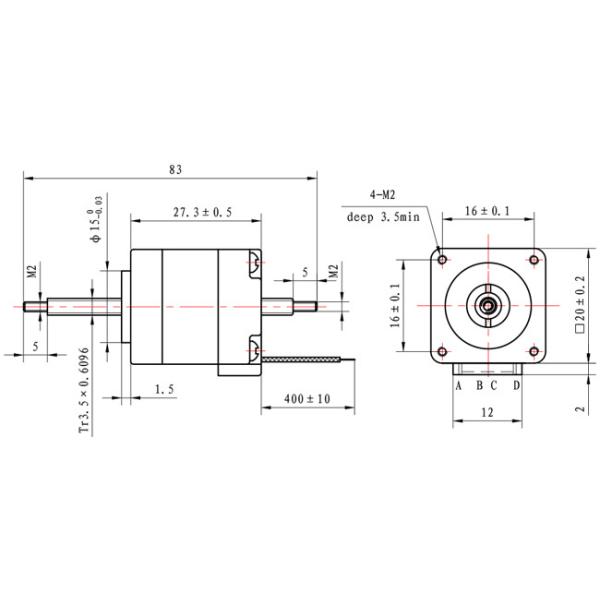 Nema 8 1.8 Degree Non Captive DC Stepper Motor 27mm Body 0.5A For Beauty Equipment