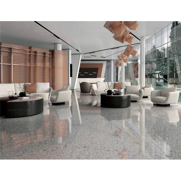 Polished Glazed Slab Marble Bathroom Vanity with Blanco Carrara Sintered Stone Top