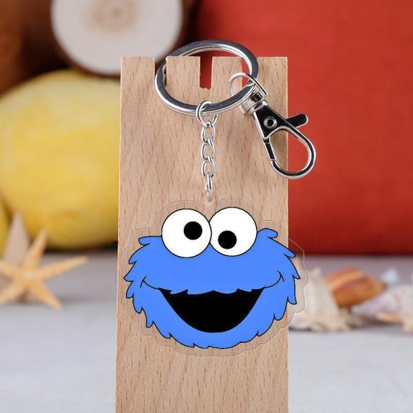Metal Ring Attachment Transparent Acrylic Keychain Durable Cartoon Sesame Street