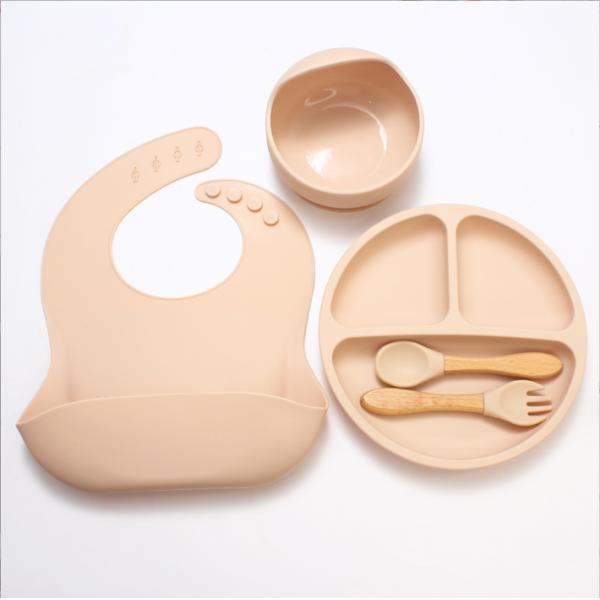 Food Grade Silicone Bowl and Spoon Set for Baby Feeding No Design Style Easy to Clean
