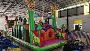 China Parcours Zoo Inflatable obstacle course bounce house 4x16x5m on sale