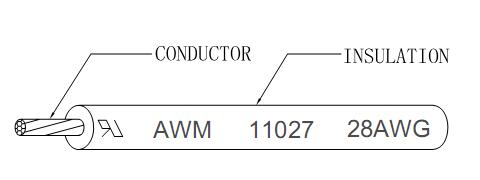300V mPPE Wire UL11027 28AWG STR 7/0.127 OD0.9mm Black