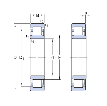 NU 224 ECJ Cylindrical roller bearings, single row - J: Stamped steel cage, rolling element centred