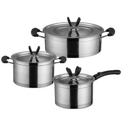 Amazon Multifunctional Kitchen Cookware Silver Cooking Pot Set Stainless Steel