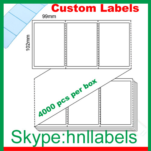 Thermal Transfer Labels 102mmX99mm/1 Plain Transfer Fanfold Permanent, 4,000 per