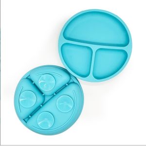 BPA Free Silicone Non-Slip Baby Dinner Plate with Suction Cup and Food Grade