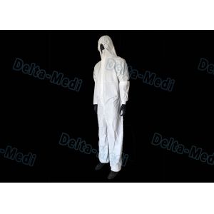 China White SF Disposable Hooded Coveralls , Anti Water Disposable Safety Coveralls on sale