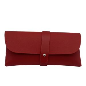 Red Pu Handmade Personalized Cool 46mm Leather Glasses Pouch