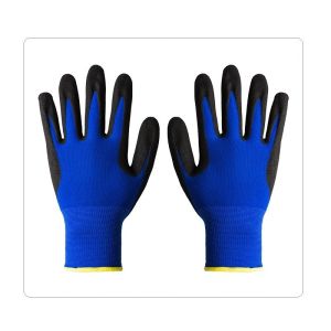 China 15 Gauge Blue Nylon Spandex Sandy Nitrile Gloves on sale