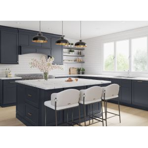 China 2m HPL High Gloss Pvc Kitchen Cabinets With Drawer Contrasting Countertops And Island on sale