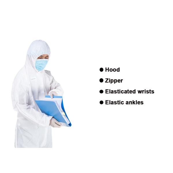 White Disposable Protective Gown Dustproof Anti Droplet Suit Medical Coverall