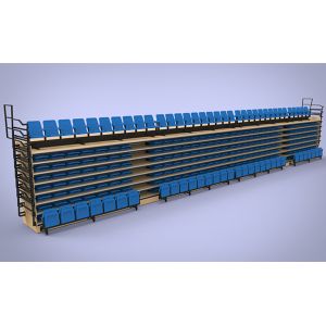 Electrical Control HDPE Retractable Bleacher Seating With Folding Armrest