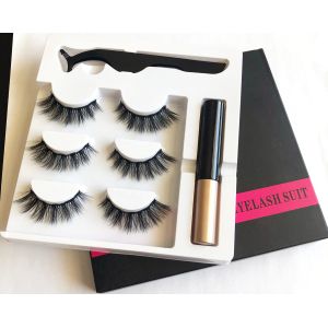 China 3D Silk Natural Black Magnetic False Lashes With Flexible Band on sale