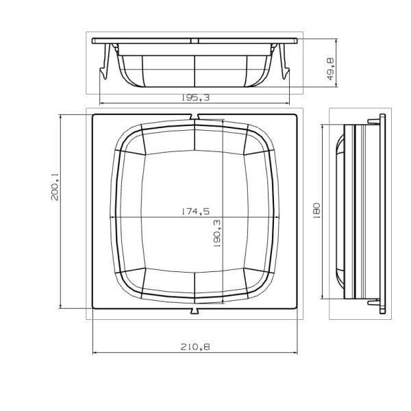 Rectangular Proofer Cups Outsize 210.8x200.1mm For Intermediate Proofing Pocket