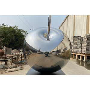 Modern Fruit Stainless Steel Polished Garden Apple Sculpture 145cm Height