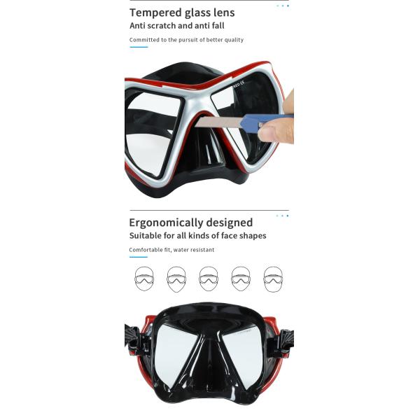 4mm Tempered Glass Dive Prescription Snorkel Mask Anti Fog Underwater