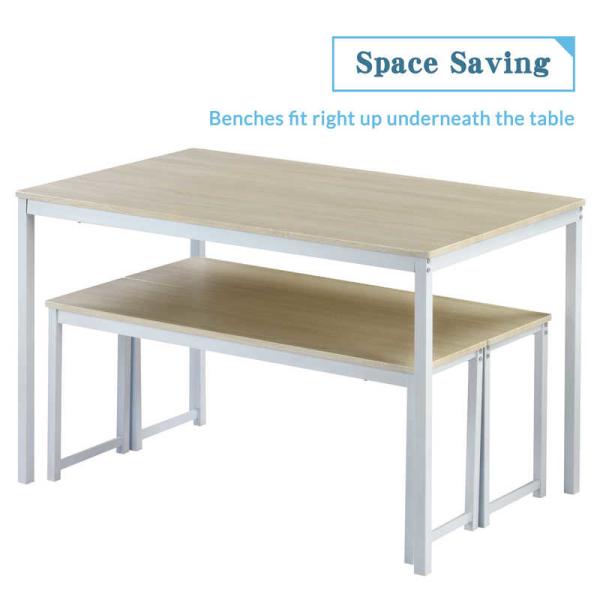 47.3" L 3 Piece Dining Room Table And Chair Set With Two Benches