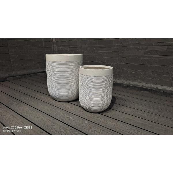 Φ300*H400 Fiber Clay Planter Keep 5-6 Years Outdoor Life Texture Surface Weather-resistant and Long-lasting Design