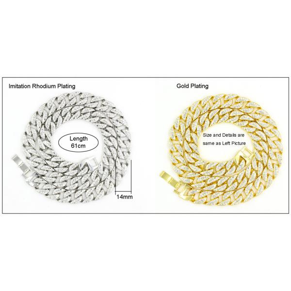 Hot Sale Gold Plated Rhinestone Mens Womens Cuban Link Necklace Hip Hop Necklace Iced Out Curb Cuban Chain Necklace Gift