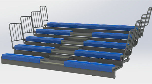 Full Automatic HDPE Bench Retractable Gym Bleachers / Indoor Basketball Bleachers