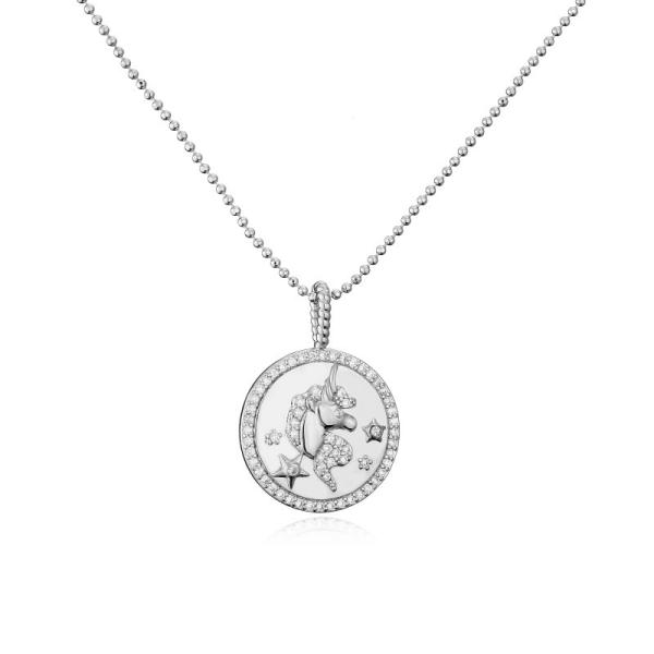Buy ODM Sterling 925 Silver Pendant Custom Pattern Crystal Necklace at wholesale prices