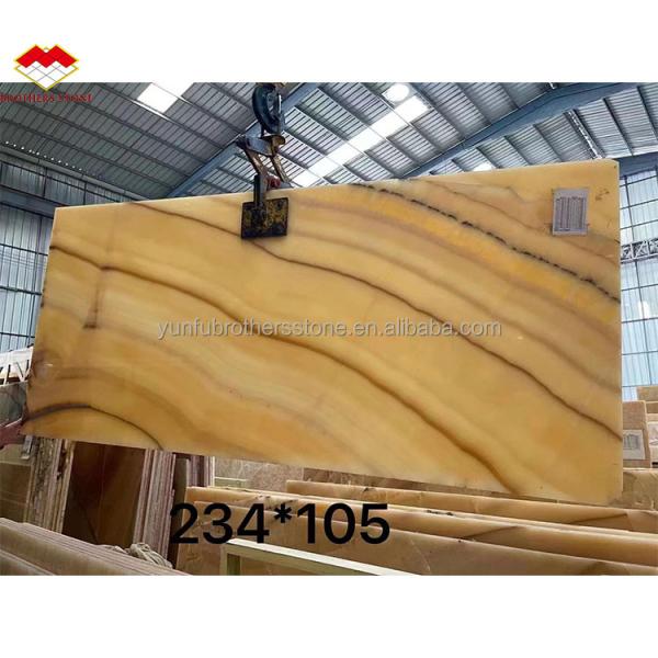 Thickness Tolerance /- 1mm Antique Book Match Yellow Onyx Marble for Lavabo Component