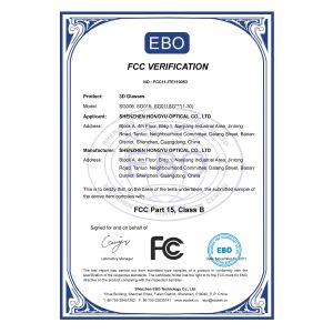 SHENZHEN HONY OPTICAL CO.,LTD Certifications