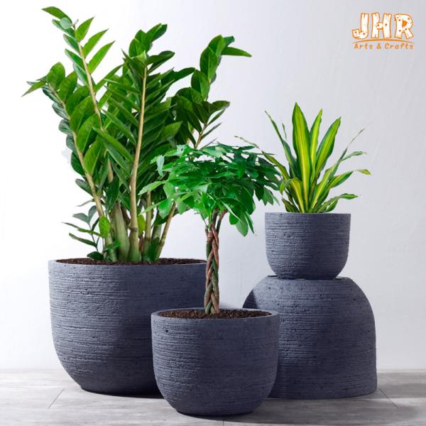 Buy Weathered Garden Pots Clay Flower Pots Resin Outdoor Plant Pots Gray Flower Pots Fiberglass Planters at wholesale prices